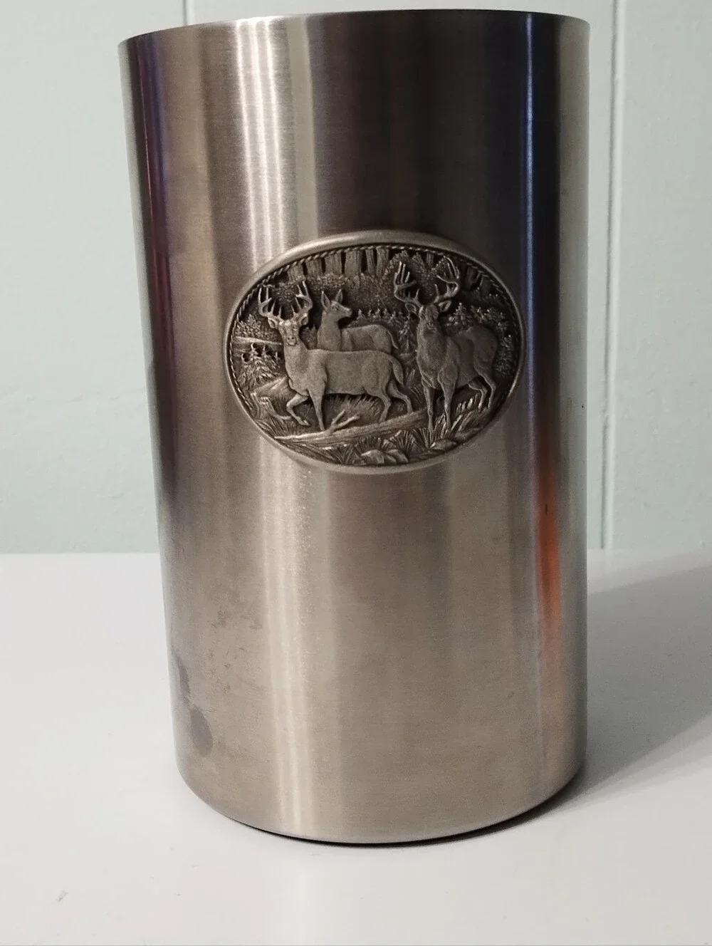 Brushed Stainless Steel Deer Embossed Wine Cooler Or Chiller